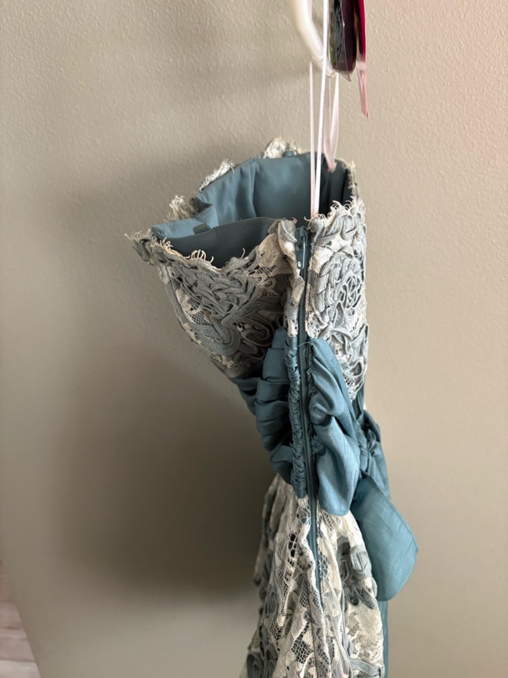 Betsey Johnson Teal and Ivory Strapless Lace Teacup Dress - Picture 4 of 8